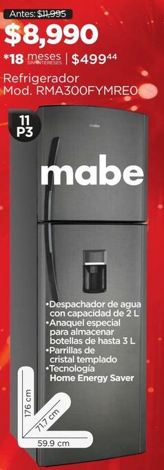 Chedraui Refrigerador mabe oferta