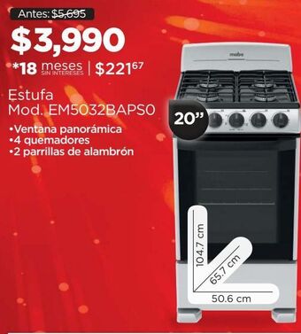 Chedraui Estufa mabe oferta