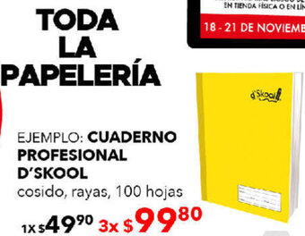 Cuaderno Profesional D'Skool 3x100 Hojas