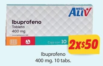 Ibufrofeno 2 x 400mg 10 tabs.