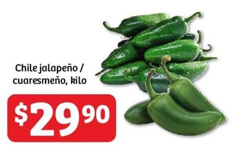 Soriana Híper Chile Jalapeño/Cuaresmeño, kilo oferta