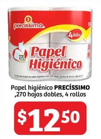 Soriana Híper Papel Higiénico Precíssimo 270 hojas dobles, 4 rollos oferta