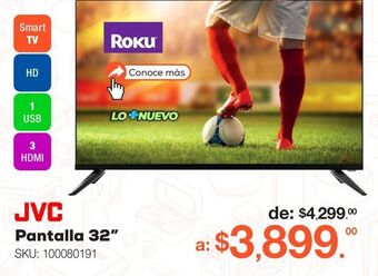 RadioShack Pantalla jvc roku frameless si32urf / 32 pulgadas / hd / smart tv oferta