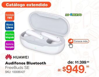 RadioShack Audífonos bluetooth huawei freebuds se true wireless / in ear / blanco oferta