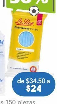 Farmacia San Pablo Le roy cubreboca desechable plisado azul 5 piezas oferta