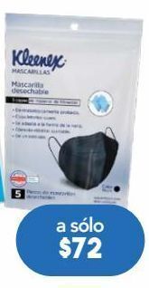 Farmacia San Pablo Kleenex mascarillas desechables negro triple capa 5 piezas oferta