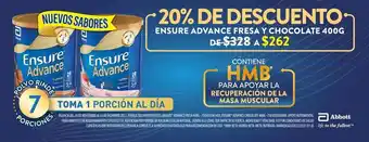 Farmacia San Pablo Ensure advance sabor fresa con cahmb, omega 3 y 6 400 g oferta