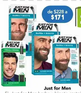 Farmacia San Pablo Just for men tinte para barba y bigote en gel tono castaño claro 28 g oferta