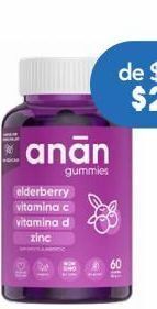 Farmacia San Pablo Anan suplemento alimenticio gomitas con elderberry, zinc, vitamina c y d 60 piezas oferta