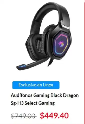 Woolworth Audifonos Gaming Black Dragon Sg-H3 Select Gaming oferta