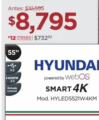 Chedraui Smart tv hyundai 55" oferta