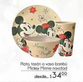 Fresko Plato, tazón o vaso bambú mickey minnie oferta