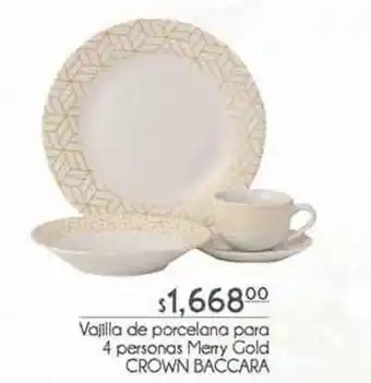 Vajilla de porcelana para 4 personas crown baccara