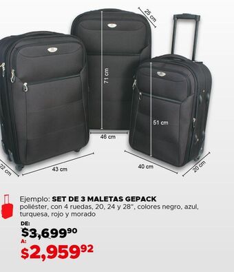 DelSol Set de 3 maletas gepack oferta