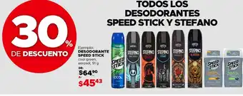 Todos los desodorantes speed stick y stefano
