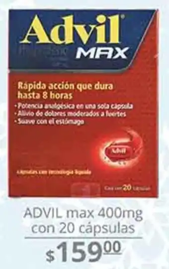Advil Max 400mg con 20 Cápsulas