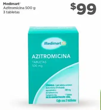 Bodega Aurrerá Medimart azitromicina 500g 3 tabletas oferta