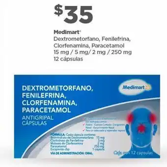 Bodega Aurrerá Medimart dextrometorfano, fenilefrina, clorfenamina, paracetamol oferta