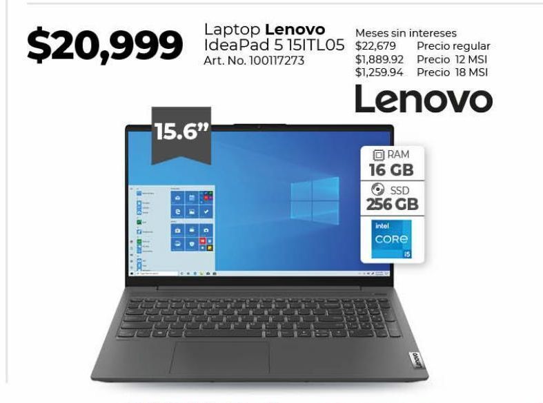 Laptop lenovo ideapad 5 15itlo5 oferta en Office Depot Laptop lenovo ideapad 5 15itlo5 oferta en Office Depot