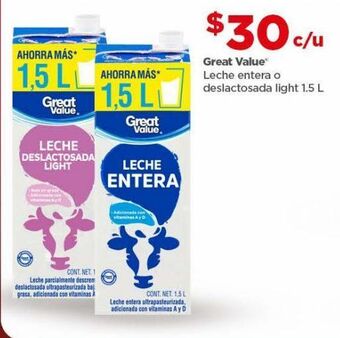 Leche entera great value 1,5l