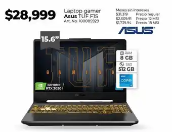Office Depot Laptop gamer asus tuf f15 oferta