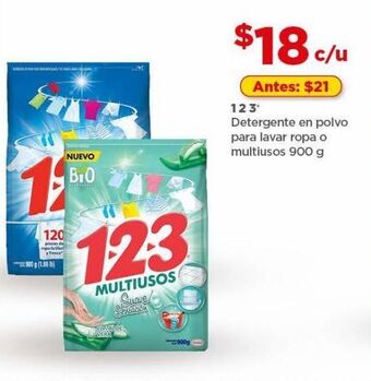 Bodega Aurrerá Detergente en polvo 123 900g oferta