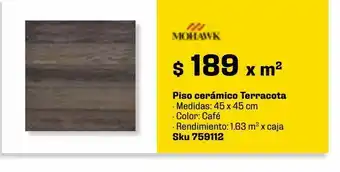 Sodimac Homecenter Piso cerámico terracota café 45x45 cm 1.63 oferta
