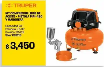 Sodimac Homecenter Kit compresor libre de aceite 24 l + pistola pipi-420 y manguera oferta