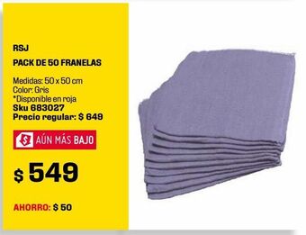 Pack 50 franela gris 50x50