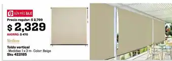 Sodimac Homecenter Toldo vertical beige 100 x 300 cm oferta