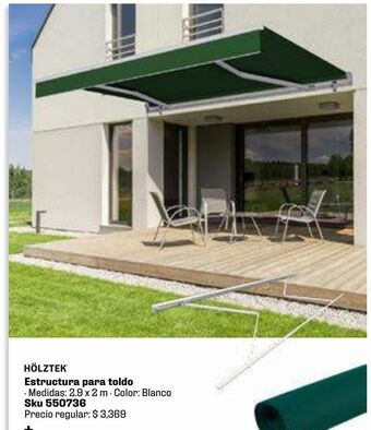 Estructura toldo retráctil 2.90x2mt, s/ rollo de tela