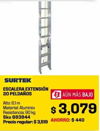 Sodimac Homecenter Surtek Escalera Extensión 20Peldaños 6,1m 90kg oferta