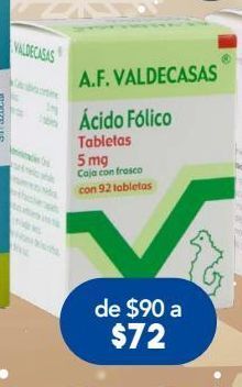Acido folico valdecasas tab 5mg caj c/92