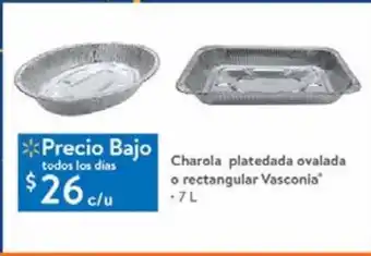 Charola plateada ovalada 7l