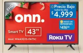 Walmart Smart tv onn 43" oferta