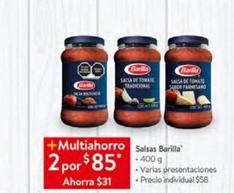 Walmart Salsas barilla 400g oferta