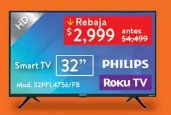 Walmart Smart tv philips 32" oferta