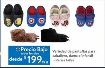 Walmart Variedad de pantuflas para caballero, dama o infantil oferta