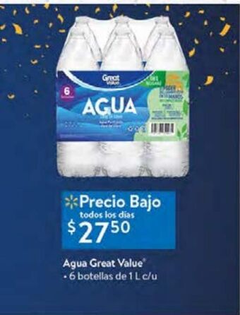 Walmart Agua great value 1l oferta