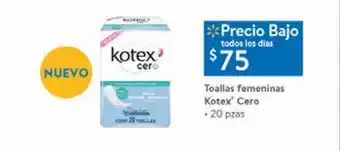 Walmart Toallas femeninas kotex cero oferta
