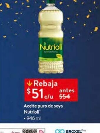 Walmart Aceite puro de soya nutrioli 946ml oferta