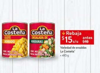 Walmart Variedad de ensaladas la costeña 410g oferta