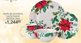 La Comer Vajilla de porcelana noche buena gibson 16pz oferta