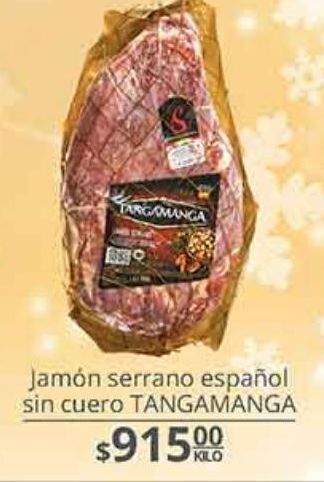 Jamón serrano español sin cuero tangamanga