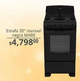 La Comer Estufa 20" manual negra mabe oferta