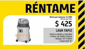 Lava tapiz, renta por día: