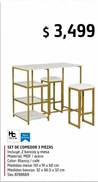 Sodimac Homecenter Set comedor 2 bancos blanco oferta