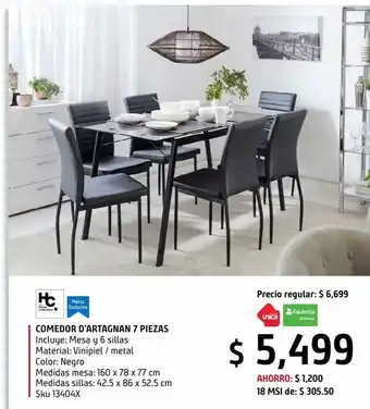Comedor d'artagnan con 6 sillas