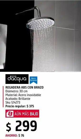 Sodimac Homecenter Regadera abs 1 función con brazo acero inoxidable oferta