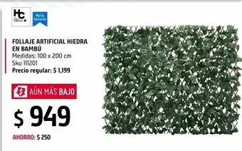 Sodimac Homecenter Follaje artificial hiedra en bambú 100 x 200 cm oferta